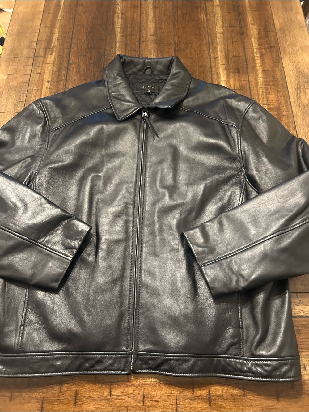 Colebrook Men’s XL Black Genuine Leather Jacket Full Zip Classic